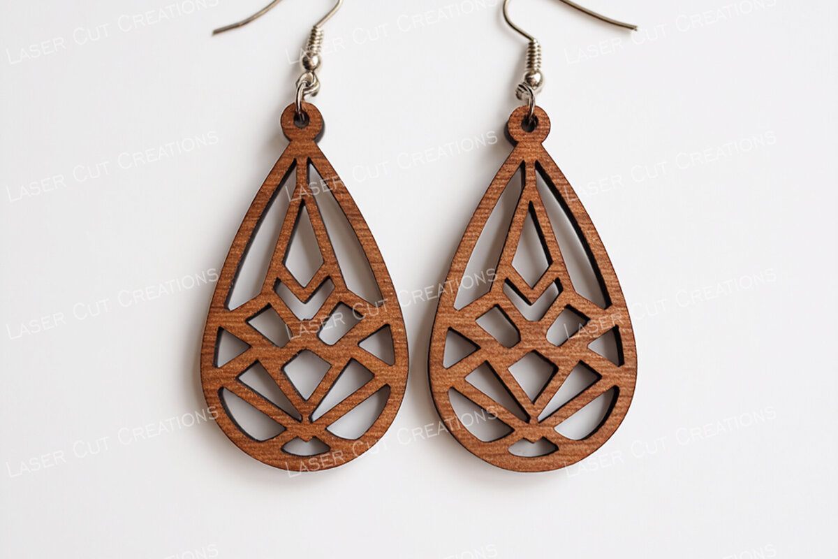 Intra απο ξύλο plywood 3mm-4mm πάχος – Teardrop Tribal Earrings Δίασταση  5x5 cm INTRAFABR-124910577