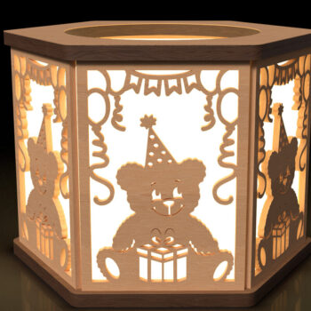 Intra απο ξύλο plywood 3mm-4mm πάχος – Κηροπήγιο γενεθλίων Teddy Bear Δίασταση  20x20 cm INTRAFABR-118542589 - Image 1