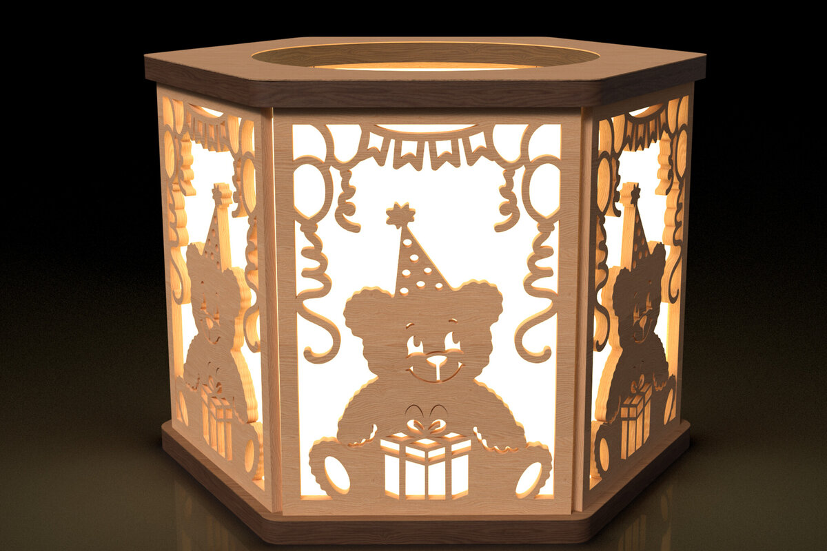 Intra απο ξύλο plywood 3mm-4mm πάχος – Κηροπήγιο γενεθλίων Teddy Bear Δίασταση  20x20 cm INTRAFABR-118542589