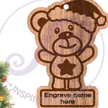 Intra απο ξύλο plywood 3mm-4mm πάχος – Teddy Bear Χριστουγεννιάτικο Στολίδι Laser Δίασταση  20x20 cm INTRAFABR-85814628 - Image 1