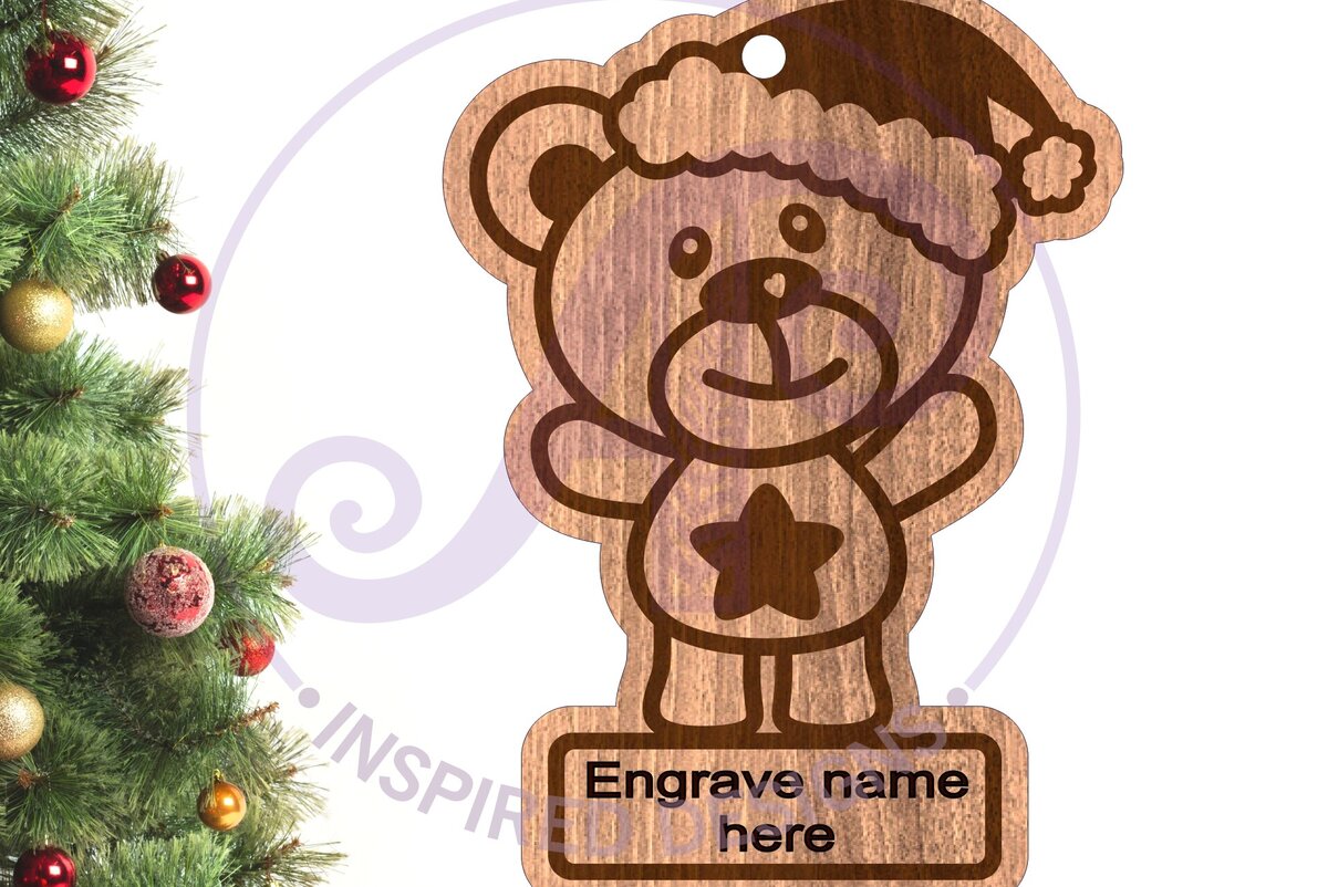Intra απο ξύλο plywood 3mm-4mm πάχος – Teddy Bear Χριστουγεννιάτικο Στολίδι Laser Δίασταση  20x20 cm INTRAFABR-85814628