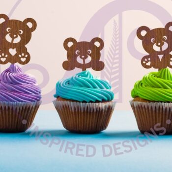 Intra απο ξύλο plywood 3mm-4mm πάχος – Teddy Bear Cupcake Toppers 5 σχεδίων Δίασταση 20x20 cm INTRAFABR-86444091 - Image 1