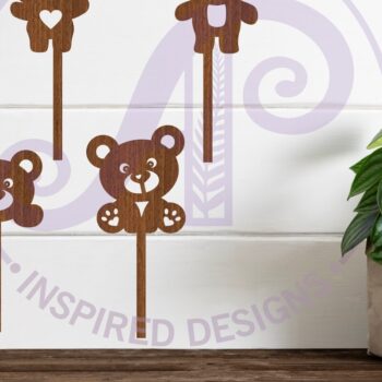 Intra απο ξύλο plywood 3mm-4mm πάχος – Teddy Bear Cupcake Toppers 5 σχεδίων Δίασταση 20x20 cm INTRAFABR-86444091 - Image 2