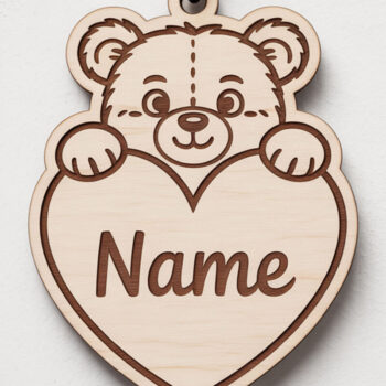 Intra απο ξύλο plywood 3mm-4mm πάχος – Teddy Bear Όνομα Μπρελόκ Δίασταση  5x5 cm INTRAFABR-122895275 - Image 1