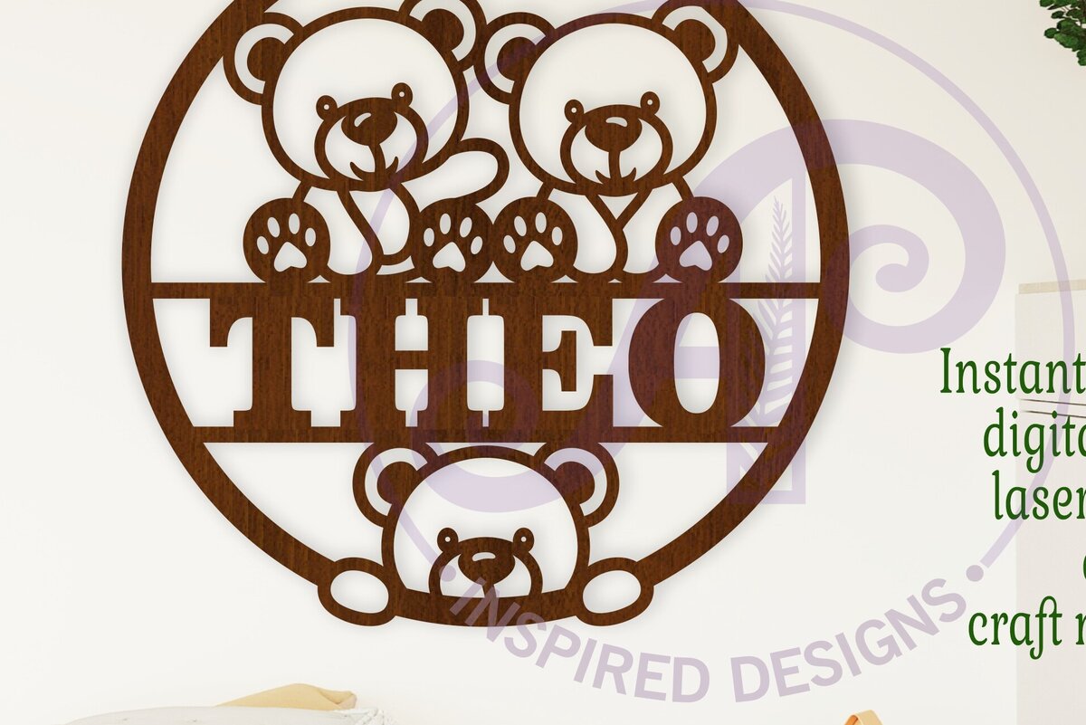 Intra απο ξύλο plywood 3mm-4mm πάχος –  πινακίδας με όνομα αρκουδάκι Δίασταση  20x20 cm INTRAFABR-124358637