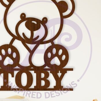 Intra απο ξύλο plywood 3mm-4mm πάχος – Αρχείο κοπής με λέιζερ Name Bear Δίασταση  20x20 cm INTRAFABR-122412785 - Image 1