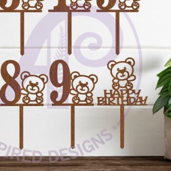 Intra απο ξύλο plywood 3mm-4mm πάχος – Teddy Bear Number Cake Toppers, 10 Δίασταση  20x20 cm INTRAFABR-99745465 - Image 1