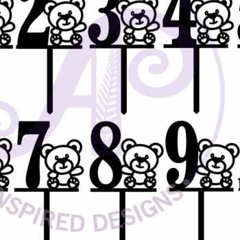 Intra απο ξύλο plywood 3mm-4mm πάχος – Teddy Bear Number Cake Toppers, 10 Δίασταση  20x20 cm INTRAFABR-99745465 - Image 3