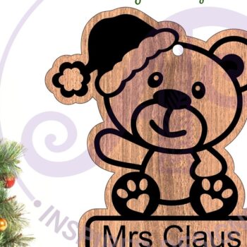 Intra απο ξύλο plywood 3mm-4mm πάχος – Χριστουγεννιάτικο στολίδι με αρκουδάκι Δίασταση  20x20 cm INTRAFABR-102442644 - Image 1