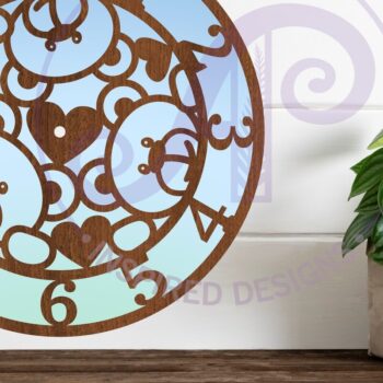Intra απο ξύλο plywood 3mm-4mm πάχος – Teddy Bear Ρολόι τοίχου με λέιζερ FilesSVG Δίασταση  40x30 cm INTRAFABR-86444661 - Image 2