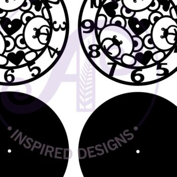 Intra απο ξύλο plywood 3mm-4mm πάχος – Teddy Bear Ρολόι τοίχου με λέιζερ FilesSVG Δίασταση  40x30 cm INTRAFABR-86444661 - Image 4