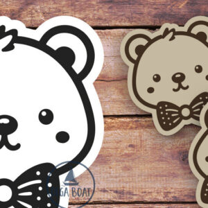 Intra απο ξύλο plywood 3mm-4mm πάχος – Αρκουδάκι με Φιόγκο Σκουλαρίκια Κοπή Laser Δίασταση  5x5 cm INTRAFABR-119480585