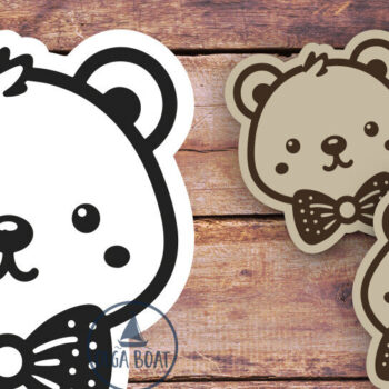 Intra απο ξύλο plywood 3mm-4mm πάχος – Αρκουδάκι με Φιόγκο Σκουλαρίκια Κοπή Laser Δίασταση  5x5 cm INTRAFABR-119480585 - Image 3