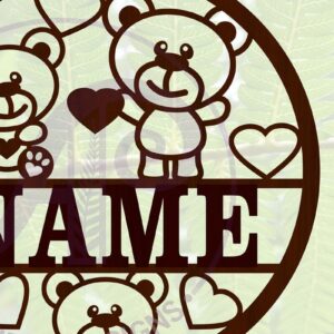 Intra απο ξύλο plywood 3mm-4mm πάχος – Teddy Bear με Καρδιές Ονομαστική Πινακίδα Δίασταση  20x20 cm INTRAFABR-67497122