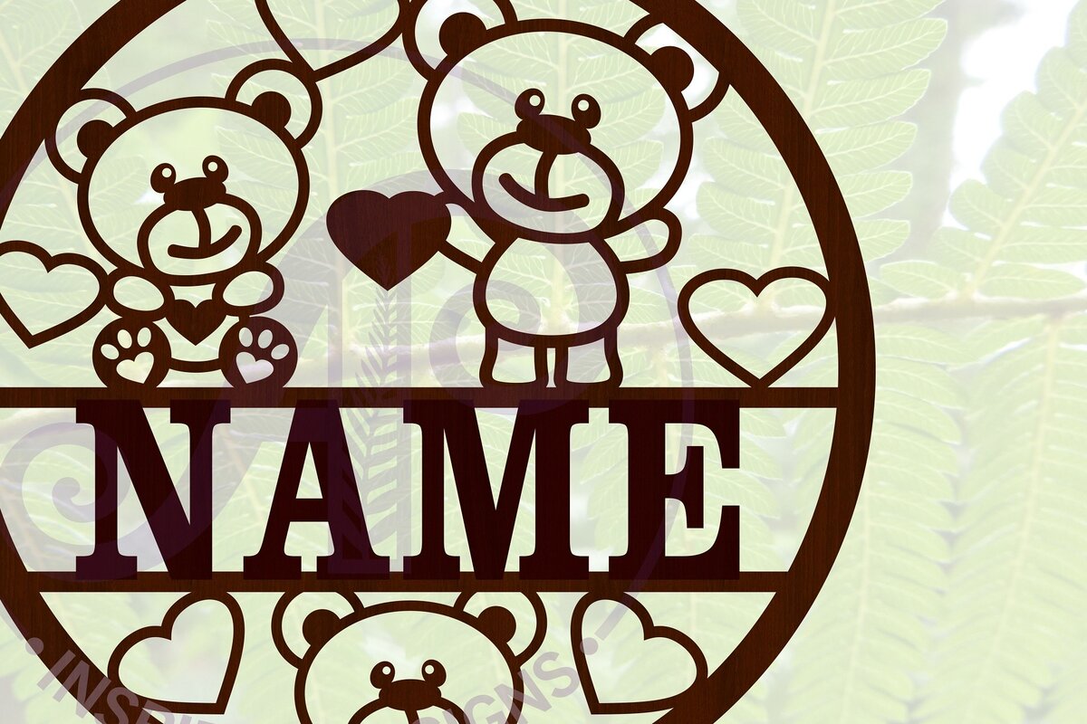 Intra απο ξύλο plywood 3mm-4mm πάχος – Teddy Bear με Καρδιές Ονομαστική Πινακίδα Δίασταση  20x20 cm INTRAFABR-67497122