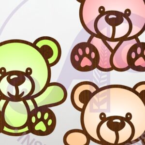 Intra απο ξύλο plywood 3mm-4mm πάχος – Teddy Bears δύο στρώσεων Outs Δίασταση  20x20 cm INTRAFABR-122996317