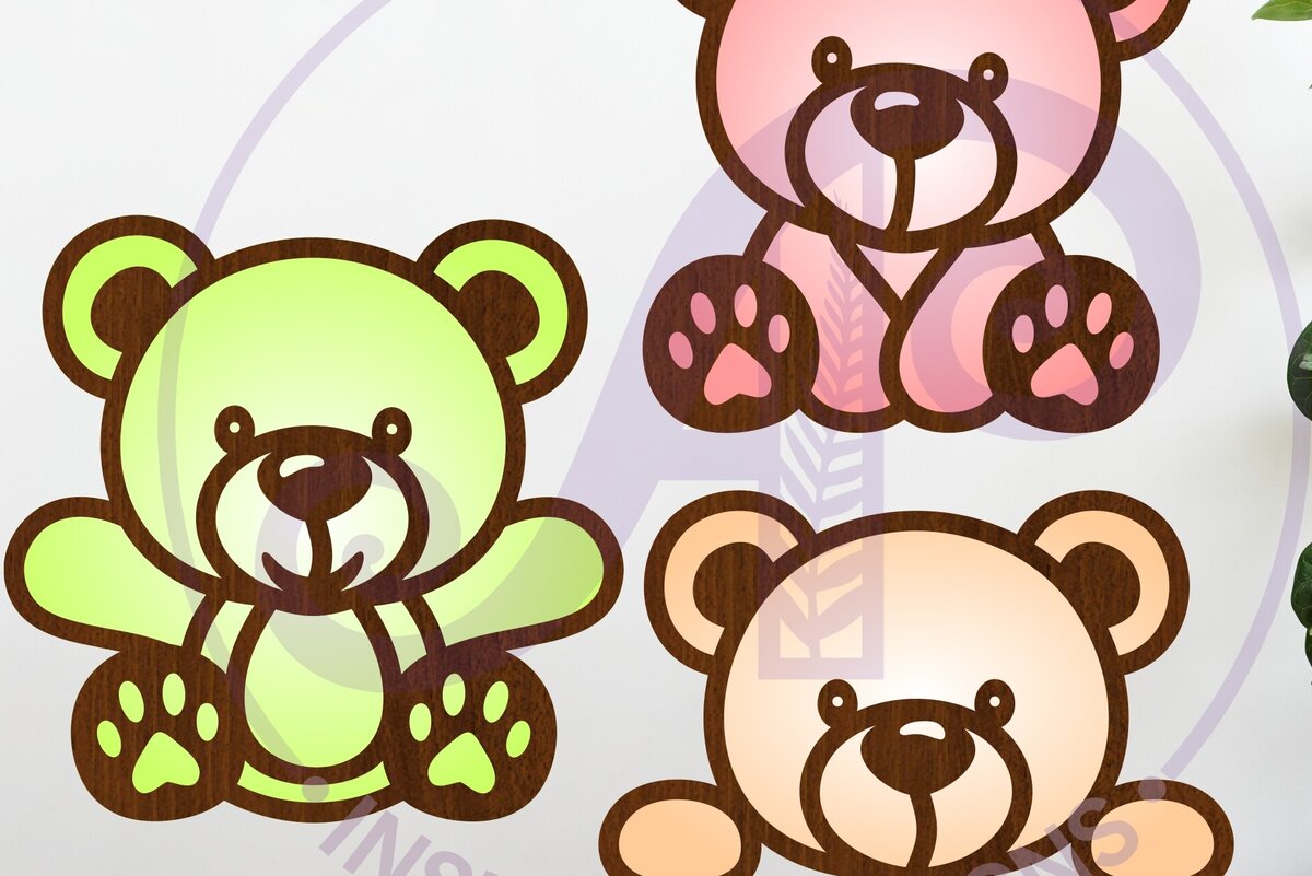 Intra απο ξύλο plywood 3mm-4mm πάχος – Teddy Bears δύο στρώσεων Outs Δίασταση  20x20 cm INTRAFABR-122996317