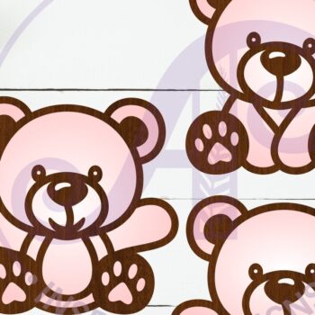 Intra απο ξύλο plywood 3mm-4mm πάχος – Teddy Bears δύο στρώσεων Outs Δίασταση  20x20 cm INTRAFABR-122996317 - Image 2