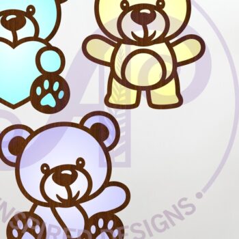 Intra απο ξύλο plywood 3mm-4mm πάχος – Teddy Bears δύο στρώσεων Outs Δίασταση  20x20 cm INTRAFABR-122996234 - Image 1