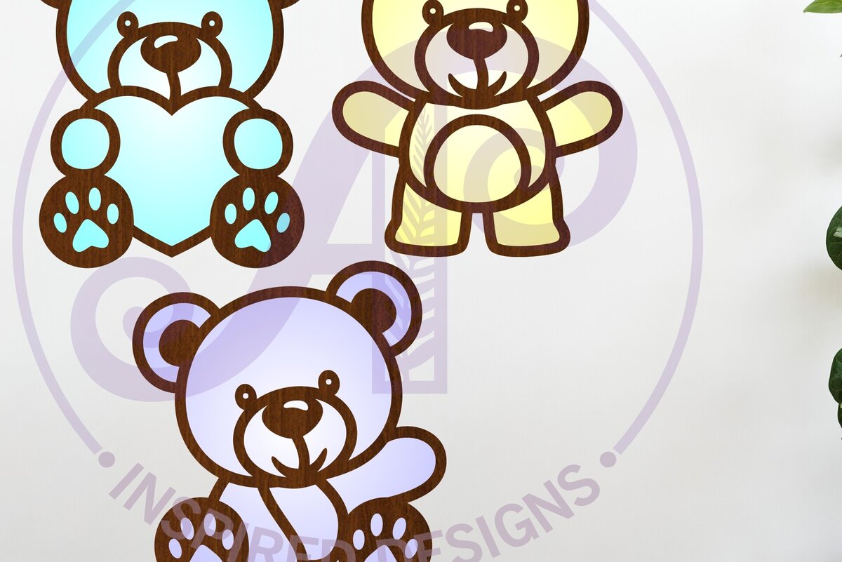 Intra απο ξύλο plywood 3mm-4mm πάχος – Teddy Bears δύο στρώσεων Outs Δίασταση  20x20 cm INTRAFABR-122996234