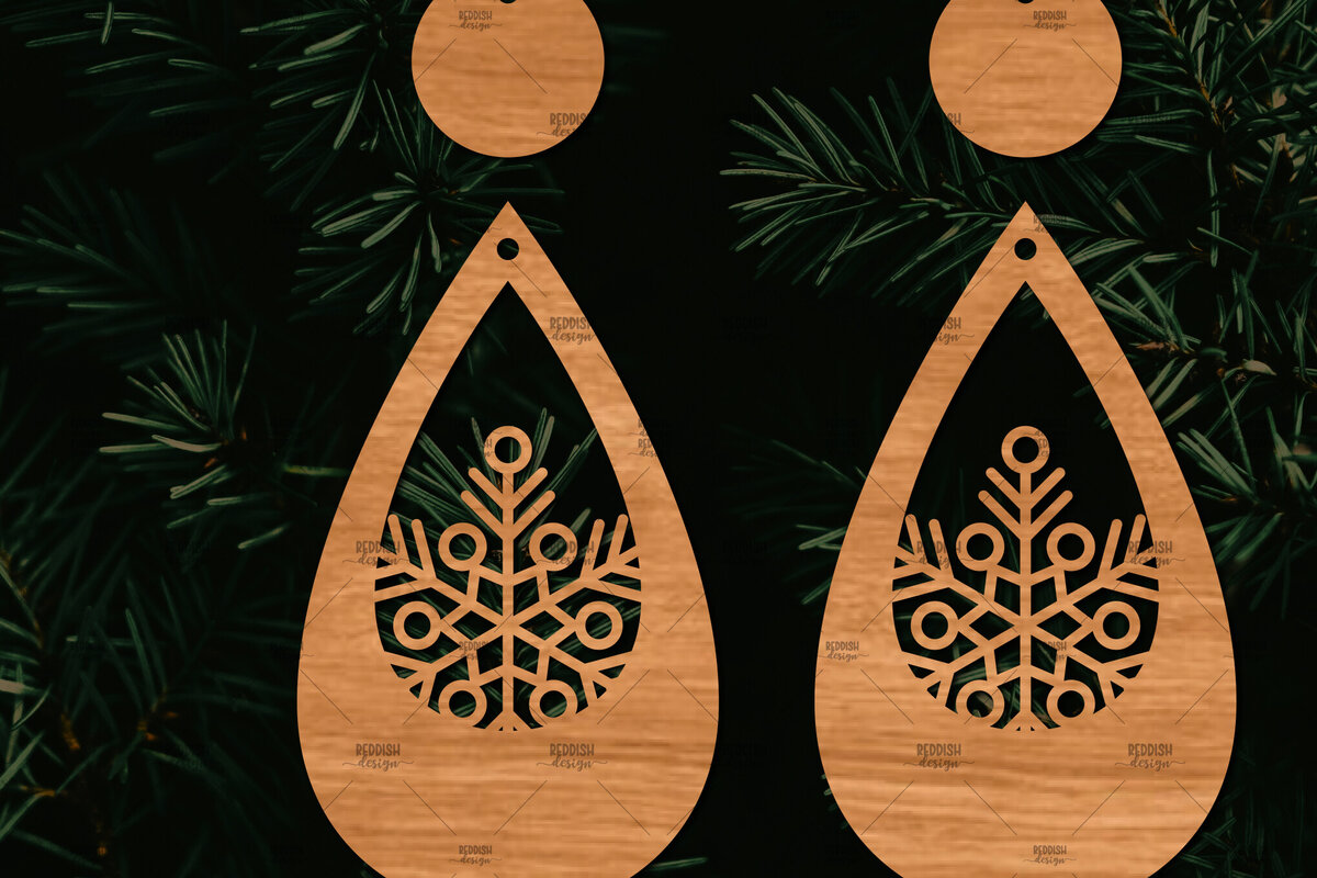 Intra απο ξύλο plywood 3mm-4mm πάχος – Πρότυπο Σκουλαρίκια Snowflakes Δίασταση  5x5 cm INTRAFABR-106442667