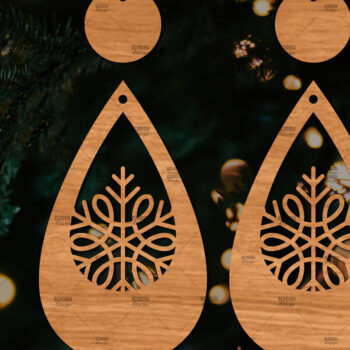 Intra απο ξύλο plywood 3mm-4mm πάχος – Πρότυπο Σκουλαρίκια Snowflakes Δίασταση  5x5 cm INTRAFABR-106442683 - Image 1