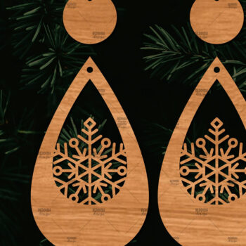 Intra απο ξύλο plywood 3mm-4mm πάχος – Πρότυπο Σκουλαρίκια Snowflakes Δίασταση  5x5 cm INTRAFABR-106442706 - Image 1