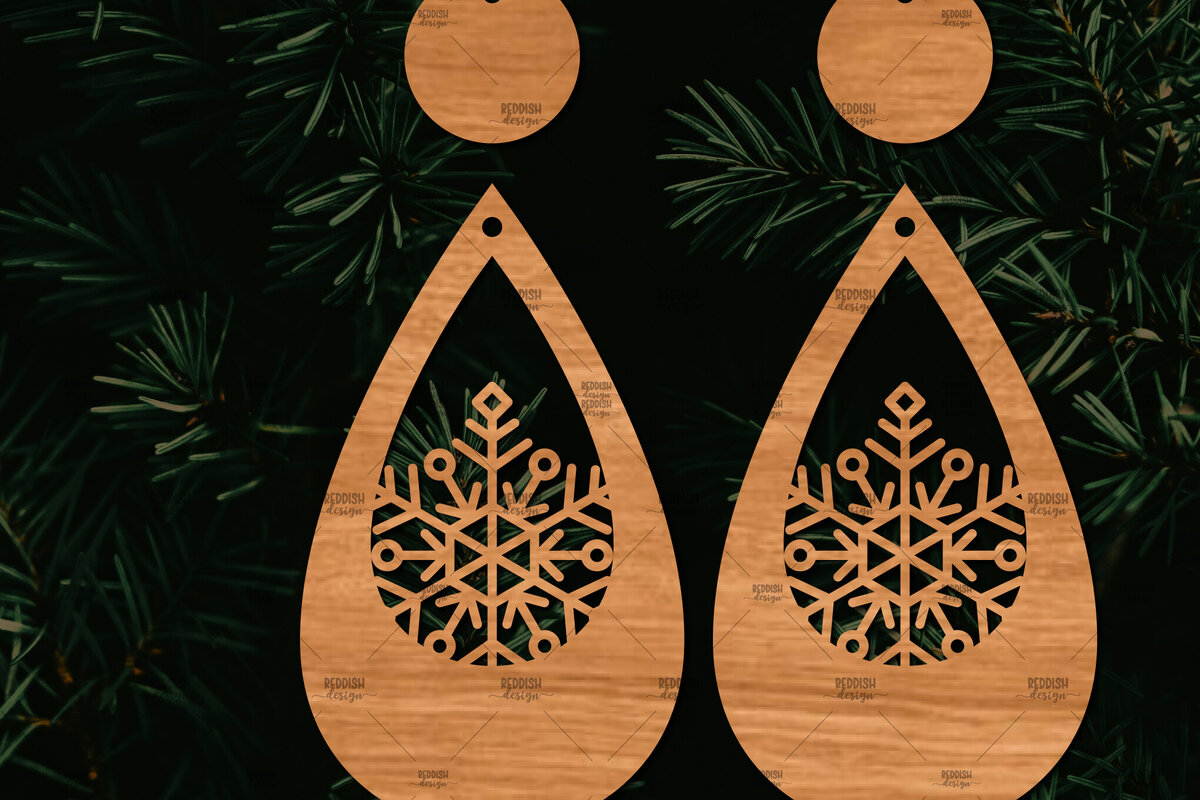 Intra απο ξύλο plywood 3mm-4mm πάχος – Πρότυπο Σκουλαρίκια Snowflakes Δίασταση  5x5 cm INTRAFABR-106442706