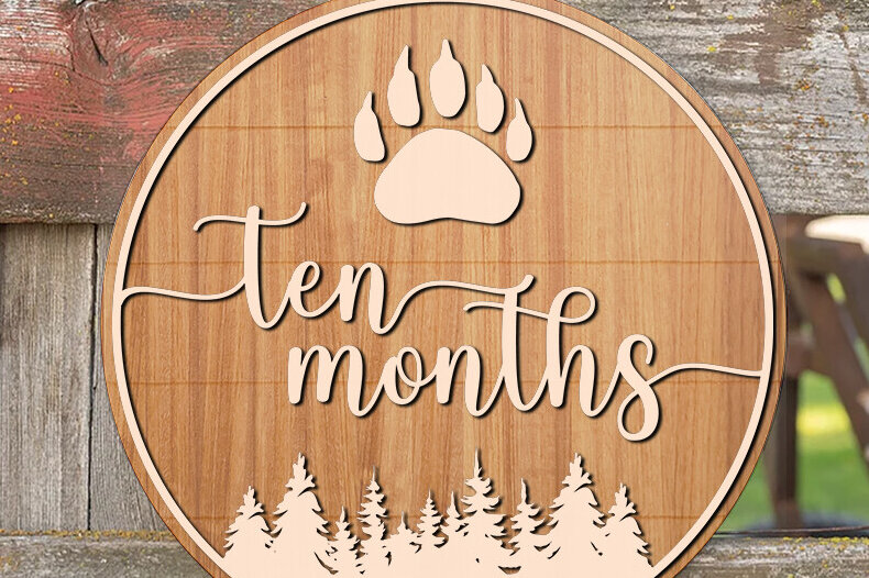 Intra απο ξύλο plywood 3mm-4mm πάχος – Στρογγυλές κάρτες δέκα μηνών Δίασταση  20x20 cm INTRAFABR-78973799