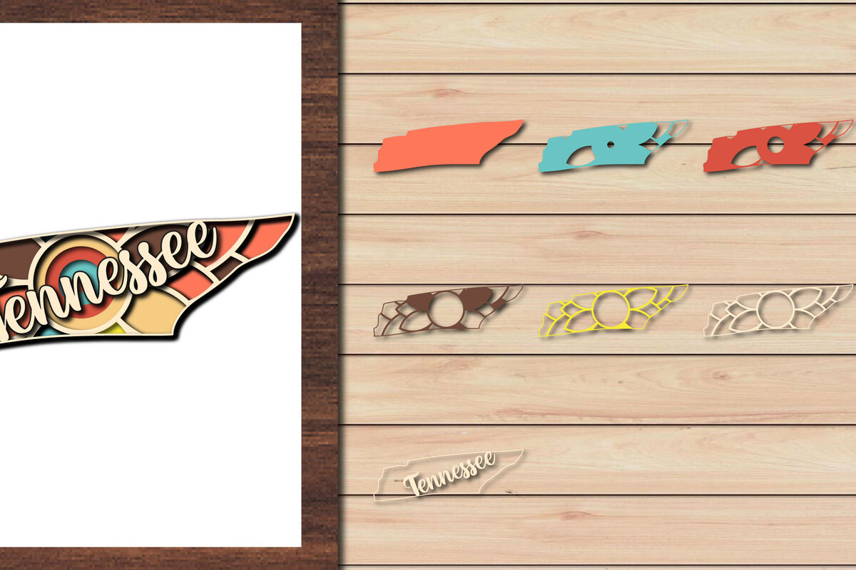 Intra απο ξύλο plywood 3mm-4mm πάχος – Κοπή χαρτιού 3D State Tennessee USA Δίασταση  20x20 cm INTRAFABR-64957503