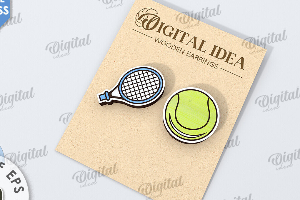 Intra απο ξύλο plywood 3mm-4mm πάχος – Σκουλαρίκια τένις. Sports Δίασταση  5x5 cm INTRAFABR-116492117