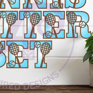 Intra απο ξύλο plywood 3mm-4mm πάχος – Ρακέτα του τένις και αλφάβητο γραμμάτων μπάλας Δίασταση  20x20 cm INTRAFABR-93741170