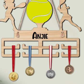 Intra απο ξύλο plywood 3mm-4mm πάχος – Αθλητικό δώρο Tennis Woman Medal Hanger Δίασταση  20x20 cm INTRAFABR-120164837 - Image 1