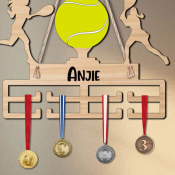 Intra απο ξύλο plywood 3mm-4mm πάχος – Αθλητικό δώρο Tennis Woman Medal Hanger Δίασταση  20x20 cm INTRAFABR-120164837 - Image 2