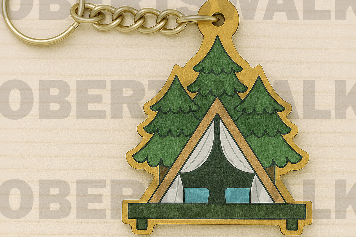 Intra απο ξύλο plywood 3mm-4mm πάχος – Σκηνή στο Forest Keychain Δίασταση  5x5 cm INTRAFABR-123125798
