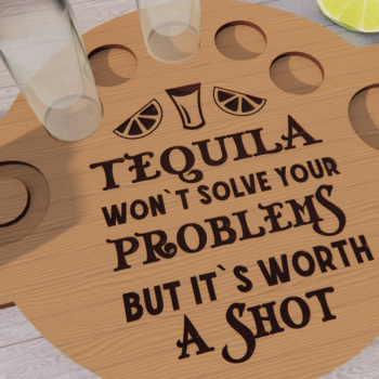 Intra απο ξύλο plywood 3mm-4mm πάχος – Τεκίλα Shot Board Δίασταση 20x20 cm INTRAFABR-79193277 - Image 1