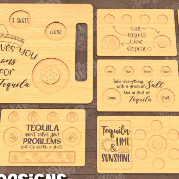Intra απο ξύλο plywood 3mm-4mm πάχος – Πακέτο Tequila Shot Board | Δίσκος σερβιρίσματος Δίασταση  20x20 cm INTRAFABR-115892961 - Image 1