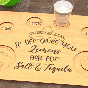 Intra απο ξύλο plywood 3mm-4mm πάχος – Τεκίλα Shot Board | Δίσκος σερβιρίσματος Shot Δίασταση  20x20 cm INTRAFABR-115892923 - Image 1