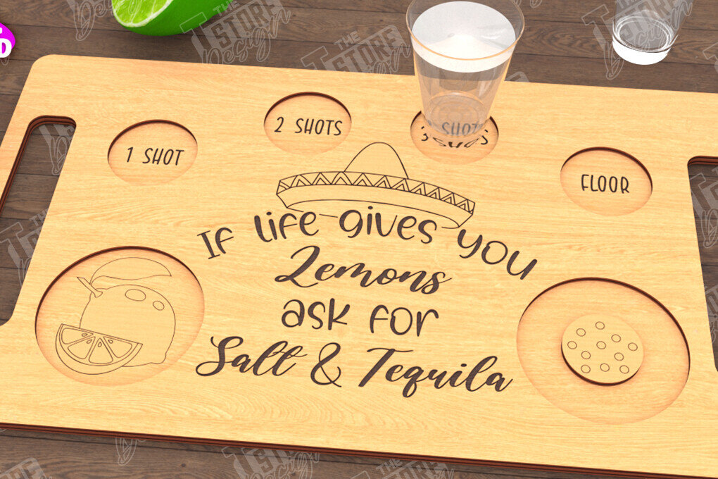 Intra απο ξύλο plywood 3mm-4mm πάχος – Τεκίλα Shot Board | Δίσκος σερβιρίσματος Shot Δίασταση  20x20 cm INTRAFABR-115892923