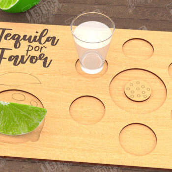 Intra απο ξύλο plywood 3mm-4mm πάχος – Τεκίλα Shot Board | Δίσκος σερβιρίσματος Shot Δίασταση  20x20 cm INTRAFABR-115892877 - Image 1