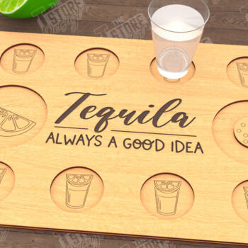 Intra απο ξύλο plywood 3mm-4mm πάχος – Τεκίλα Shot Board | Δίσκος σερβιρίσματος Shot Δίασταση  20x20 cm INTRAFABR-115892888 - Image 1