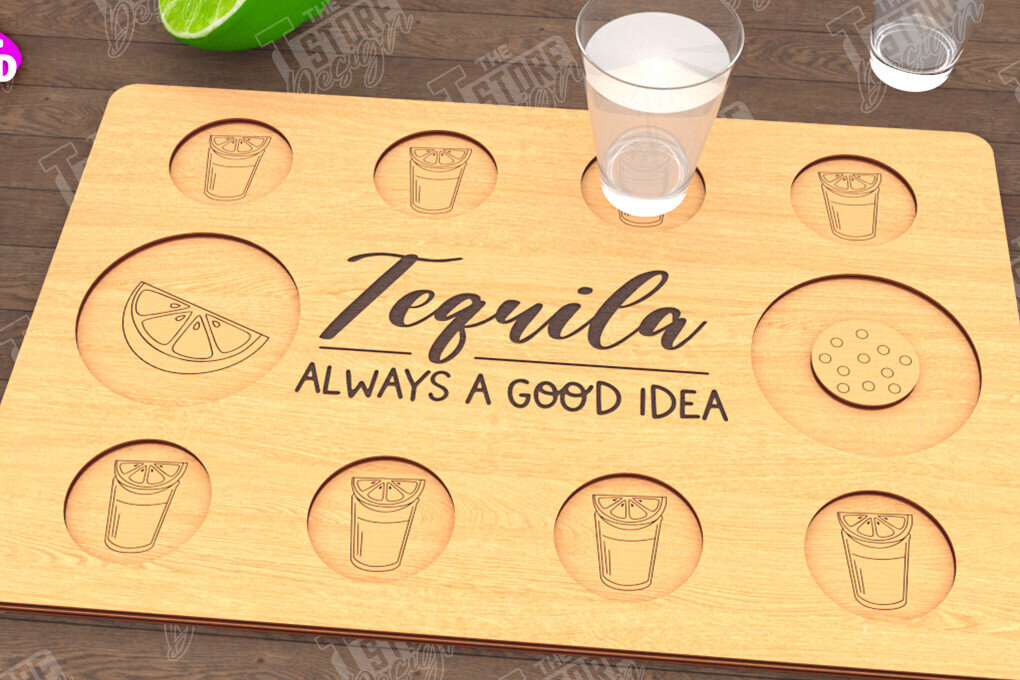 Intra απο ξύλο plywood 3mm-4mm πάχος – Τεκίλα Shot Board | Δίσκος σερβιρίσματος Shot Δίασταση  20x20 cm INTRAFABR-115892888