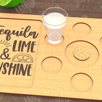 Intra απο ξύλο plywood 3mm-4mm πάχος – Τεκίλα Shot Board | Δίσκος σερβιρίσματος Shot Δίασταση  20x20 cm INTRAFABR-115892894 - Image 1