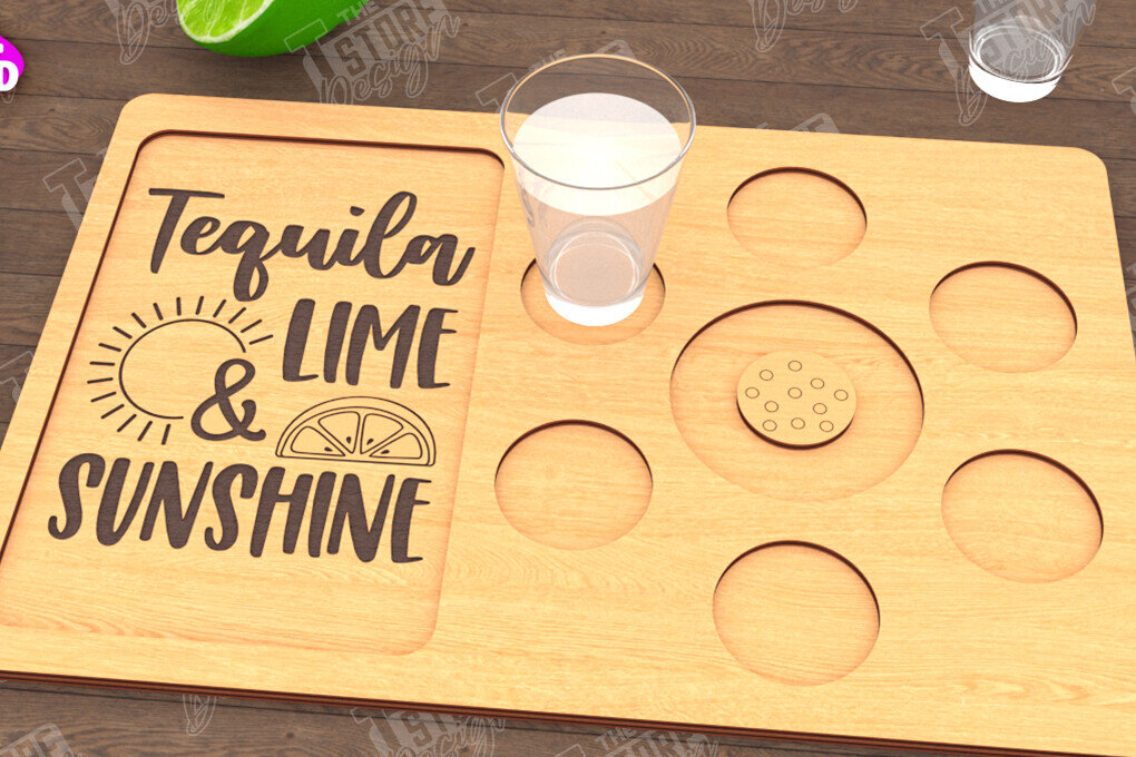 Intra απο ξύλο plywood 3mm-4mm πάχος – Τεκίλα Shot Board | Δίσκος σερβιρίσματος Shot Δίασταση  20x20 cm INTRAFABR-115892894