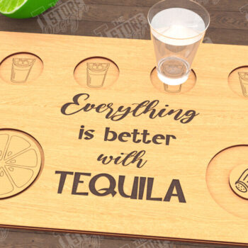 Intra απο ξύλο plywood 3mm-4mm πάχος – Τεκίλα Shot Board | Δίσκος σερβιρίσματος Shot Δίασταση  20x20 cm INTRAFABR-115892900 - Image 1