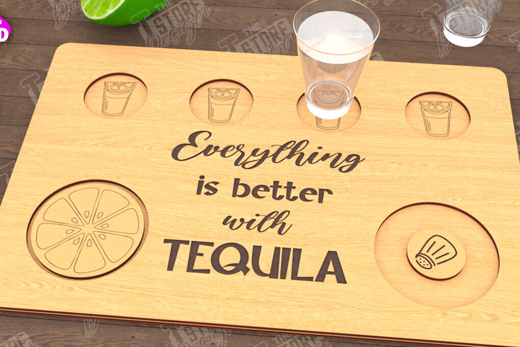 Intra απο ξύλο plywood 3mm-4mm πάχος – Τεκίλα Shot Board | Δίσκος σερβιρίσματος Shot Δίασταση  20x20 cm INTRAFABR-115892900