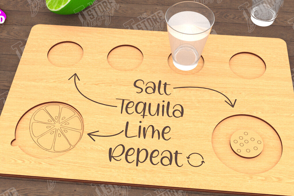 Intra απο ξύλο plywood 3mm-4mm πάχος – Τεκίλα Shot Board | Δίσκος σερβιρίσματος Shot Δίασταση  20x20 cm INTRAFABR-115892875