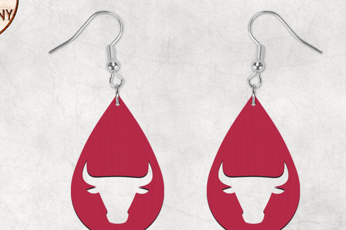 Intra απο ξύλο plywood 3mm-4mm πάχος – Texas Longhorns Boho σκουλαρίκια Δίασταση  5x5 cm INTRAFABR-28853586