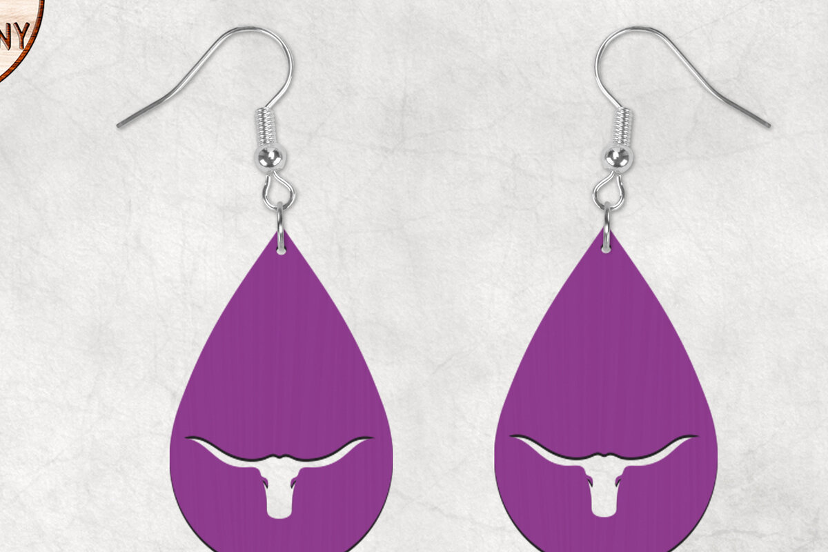 Intra απο ξύλο plywood 3mm-4mm πάχος – Texas Longhorns Boho σκουλαρίκια Δίασταση  5x5 cm INTRAFABR-28853170