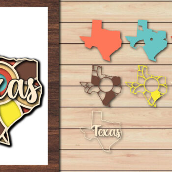 Intra απο ξύλο plywood 3mm-4mm πάχος – Κοπή χαρτιού 3d State Texas USA Δίασταση 20x20 cm INTRAFABR-64957575 - Image 1